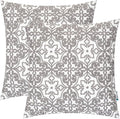 HWY 50 Grey Gray Decorative Throw Pillow Covers 18x18 Inch, Pack of 2 Embroidered Cotton Farmhouse Cushion Cover Pillow Case for Sofa Couch Living Room Bed Bedroon, Modern Pattern-Ruum Studio Home