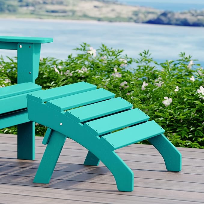 WestinTrends Dylan Outdoor Patio HDPE Adirondack Ottoman Footrest, Turquoise-Ruum Studio Home