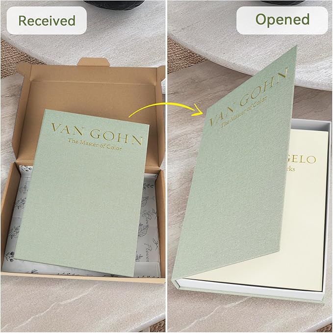 Aesthetic Decorative Books -Set of 2 Minimalist Linen Hardcover Faux/Fake Books for Coffee Table Home Decor Living Room Decoration, Photo Storage or as a Keepsake Box(Sage-beige-artist)-Ruum Studio Home