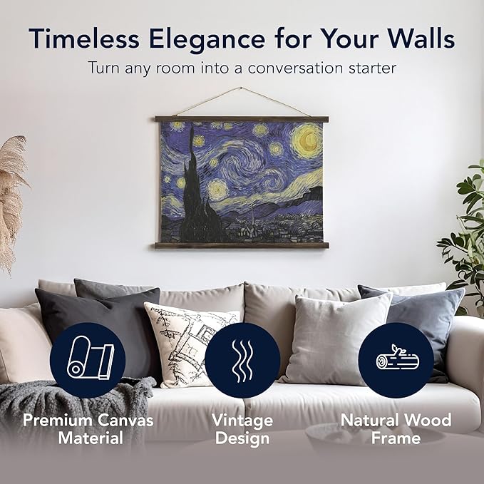 American Art Decor The Starry Night Over the Rhone Tapestry Wall Art by Vincent van Gogh-Ruum Studio Home
