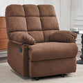 Rocker Recliner Chair, Overstuffed Manual Rocking Recliner for Adults, Upholstered Comfy Soft Fabric Living Room Reclining Sofa Chair (Brown Fabric)-Ruum Studio Home