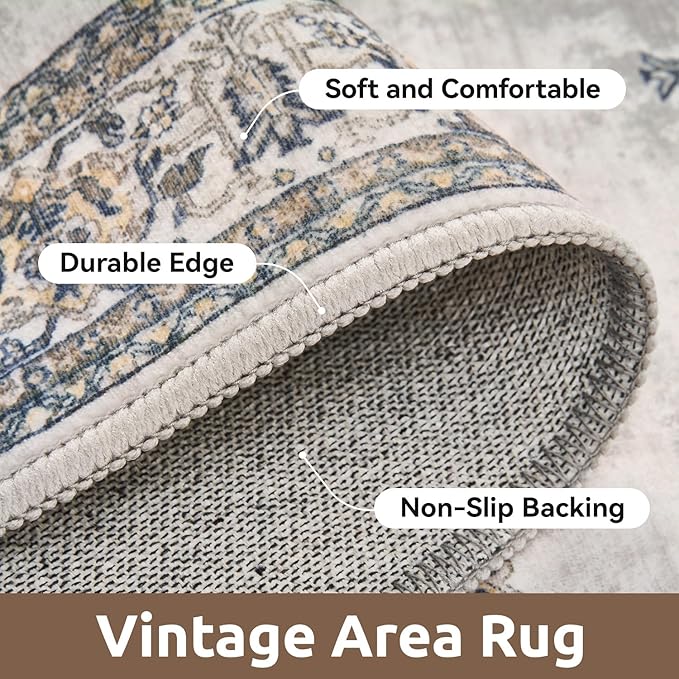 AMOAMI Vintage 2X6 Runner Rug Non Slip Soft Runners for Hallways Machine Washable Hallway Runner Bedside Rugs for Bedroom Long Rug for Hallways Entryway Laundry Room Kitchen Bathroom-Ruum Studio Home