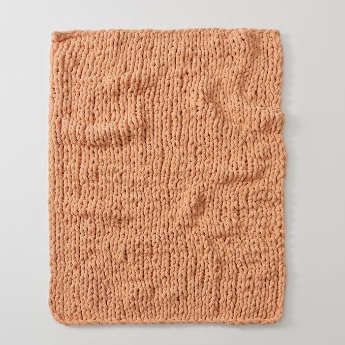 WESHIONGOO Chunky Knit Blanket Throw Knitted Throw Blankets for Couch Bed Fluffy Soft Blanket with Jumbo Chenille Yarn Thick 100% Handmade(Peach Fuzz, 50"×60")-Ruum Studio Home