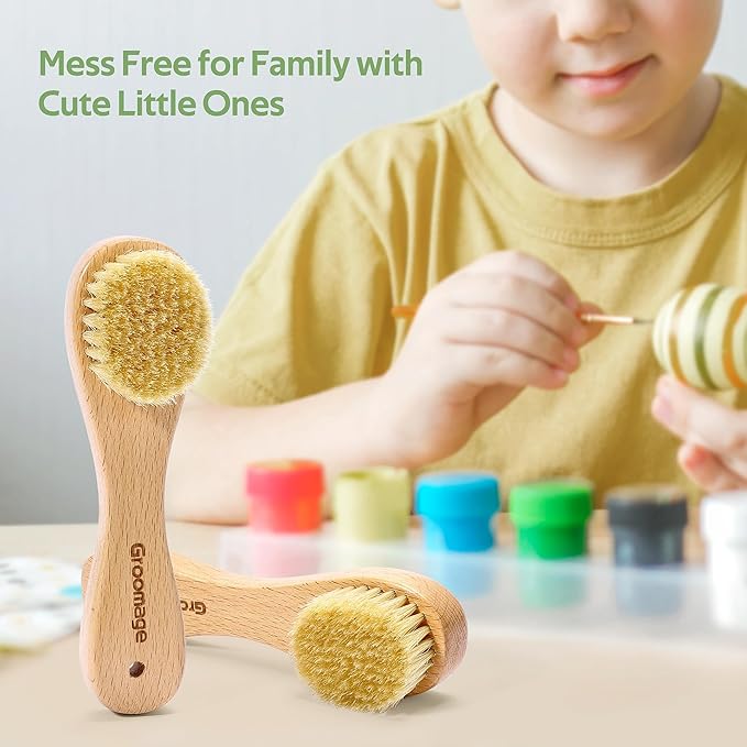Laundry Stain Brush, Laundry Brush for Stains on Clothes, Dorm Room Essentials for College Students, Natural Boar Bristle Cleaning Brush, Fabrics Cleaning Brush for Clothes Without Damage-Ruum Studio Home