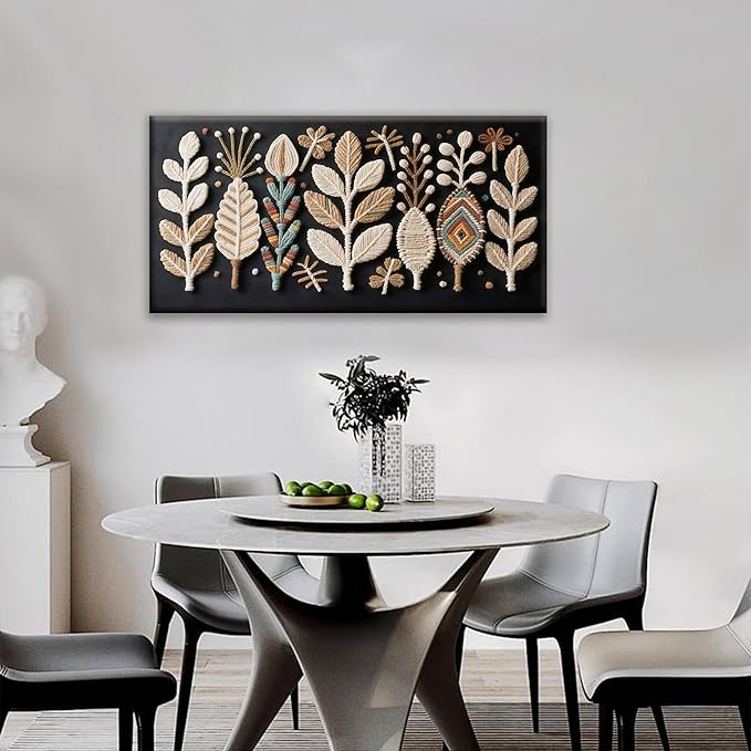 Tsomzxng Boho Black Wall Art Modern Wall Art Bohemian Feather Canvas Wall Art Decor For Apartment Dorm Living Room Bedroom Nursery Backdrop Home Wall Decor20 W X 40" L-Ruum Studio Home