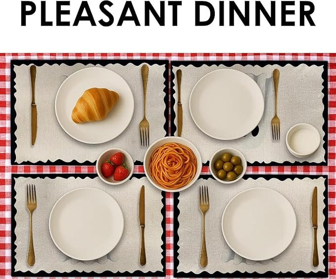 Halloween Ghost Placemats, 4Pcs Black&White Washable Heat Resistant 12×18 Inch Table Mats Cute Place Mats for Party Outdoor Decoration Kitchen Dining Décor-Ruum Studio Home