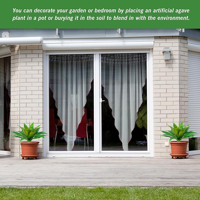 Artificial Agave Plants,Large UV Resistant Fake Agave Planters for Indoor and Outdoor Decorating Plantas Artificiales Decorativas Grandes(2Pack, 28")-Ruum Studio Home