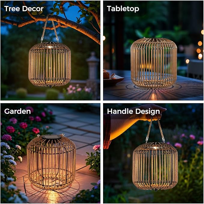 Solar Yard 2-Pack Outdoor Solar Lamp, Water-Resistant Lights for Outside Hanging Lantern Table Lamp Lights Decoration for Garden, Yard, Patio, Porch, Trees, Pathway, Natural-Ruum Studio Home
