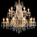 40" Large Brass Crystal Chandeliers,Gold Brushed Brass Chandelier for High Ceiling Living Room Dining Room Staircase Hallway Entryway Foyer(15-Light, Bulb Included)-Ruum Studio Home