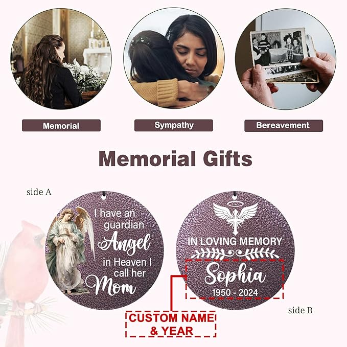 ASTARIN 36" Large Deep Tone Personalized Sympathy Wind Chimes, Memorial Wind Chime for Loss of Mother Father Loved One, Angel Bereavement Gifts Decor Outdoor Patio Garden Graveyard-Ruum Studio Home