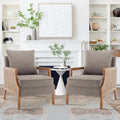 HAOBO Home Mid Century Modern Accent Chair Upholstered Living Room Chairs Armchair with Rattan Armrest Comfy Reading Chair with Wood Frame Lounge Side Chair with Waist Cushion Set of 2-Ruum Studio Home