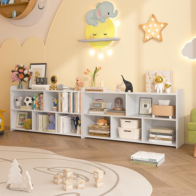 Book Shelf, 5 Cubes Storage Organizer, Open Bookshelf Wooden Bookcase, Freestanding White Bookshelf Cube Shelf for Bedroom, Living Room-Ruum Studio Home