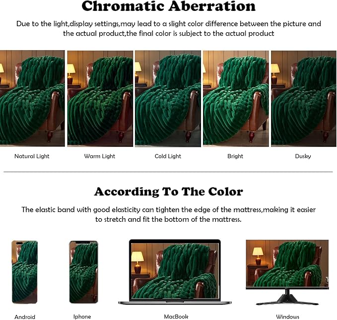 NEWCOSPLAY Faux Fur Twin Blanket Dark Green 3D Ribbed Plush Thick Warm Blanket for Couch Sofa Bed 850GSM (Dark Green Ribbed, Twin(60"x80"))-Ruum Studio Home