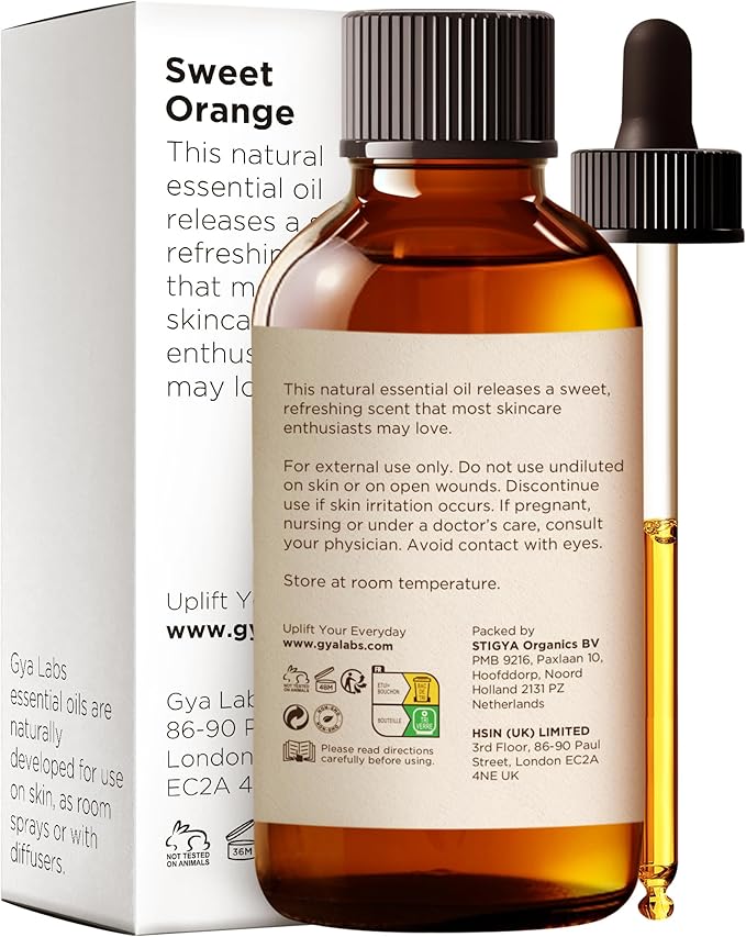 Gya Labs Orange Essential Oil for Diffuser & Skin - Huge 4 Fl Oz - 100% Pure Natural Sweet Orange Oil for Massage, Face, Cleaning & Candle Making Scent-Ruum Studio Home