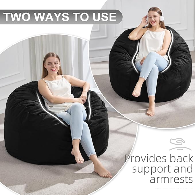 Hobestluk 3FT Bean Bag Chair Giant Bean Bag Chairs for Adults Large Bean Chairs with Removable Cover, Beanbag Chair with Filler, Adult Bean Bag Chairs for Living Room, Bedroom-Ruum Studio Home