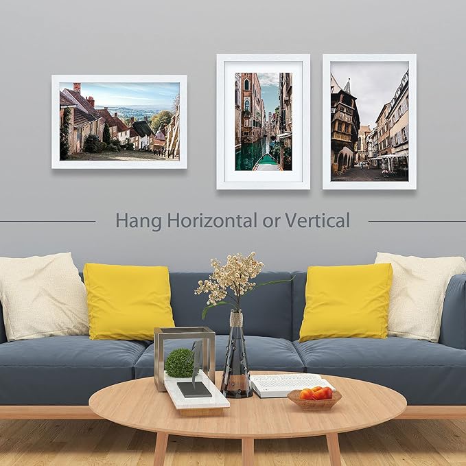 VCK Poster Frames 13x19 White 3 Pack, Solid Wood Picture Frames for Wall Mounting Hanging Art and Puzzle Frame-Ruum Studio Home