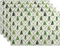 Sage Green Pine Tree Christmas Placemats Set of 4 Xmas Farmhouse Rustic Style Print Place Mat Seasonal Winter Holiday Linen Table Mats for Indoor Outdoor Kitchen Dining Party Decor-Ruum Studio Home