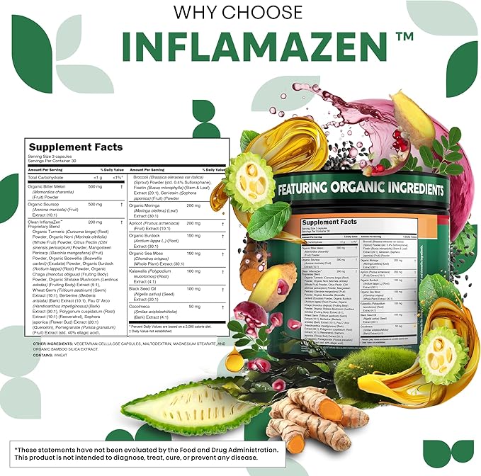 Clean Nutra Soursop Supplement Moringa Sea Moss Black Seed Oil Berberine Turmeric Resveratrol Quercetin Greens Bitters Boswellia Bitter Melon Burdock Root Antioxidant Support 90 Capsules-Ruum Studio Home