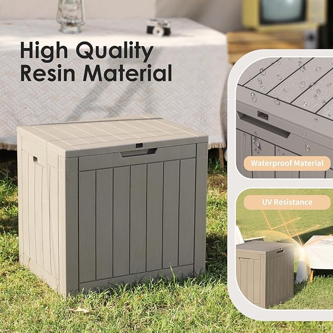 DRATO Deck Boxes, 31 Gallon Outdoor Storage Box for Patio Cushion, Sports Equipment, Garden Tools, Waterproof and UV Resistant, Lockable (Grey)-Ruum Studio Home