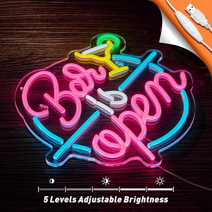 Bar Open Neon Sign for Wall Decor Open Beer Bar LED Light up Signs with Dimmer for Pub Party Man Cave Room Art Decor Gift-Ruum Studio Home