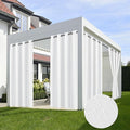 HolidayIdeas 4 Panels Linen Outdoor Curtains for Patio Waterproof White Curtains 84 Inch Length-Outside Curtains Weatherproof, Privacy for Pergola, Porch, Gazebo-54 Wide x 84" Long-Ruum Studio Home