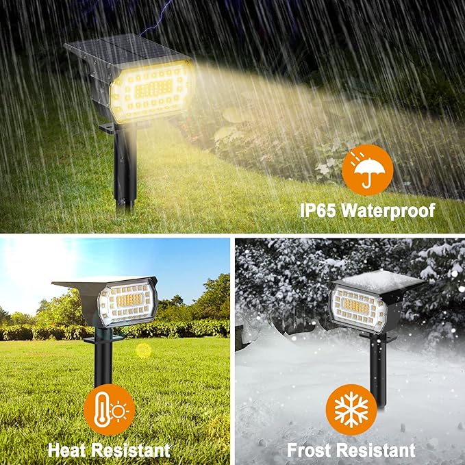 LANSOW Solar Spot Lights Outdoor, [2 Pack/57 LED] 2-in-1 Solar Landscape Spotlights, 3 Modes IP65 Waterproof Dusk to Dawn Solar Powered Flood Wall Lights for Outside Yard Garden Path(Warm White)-Ruum Studio Home