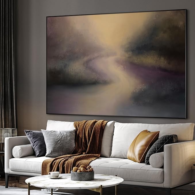 SIGNWIN 60"x72" Extra Large Framed Wall Art Golden Light River Path Dreamy Impressionist Landscape Illustration for Home Living Room Bedroom Decor (Frame Assembly Required)-Ruum Studio Home