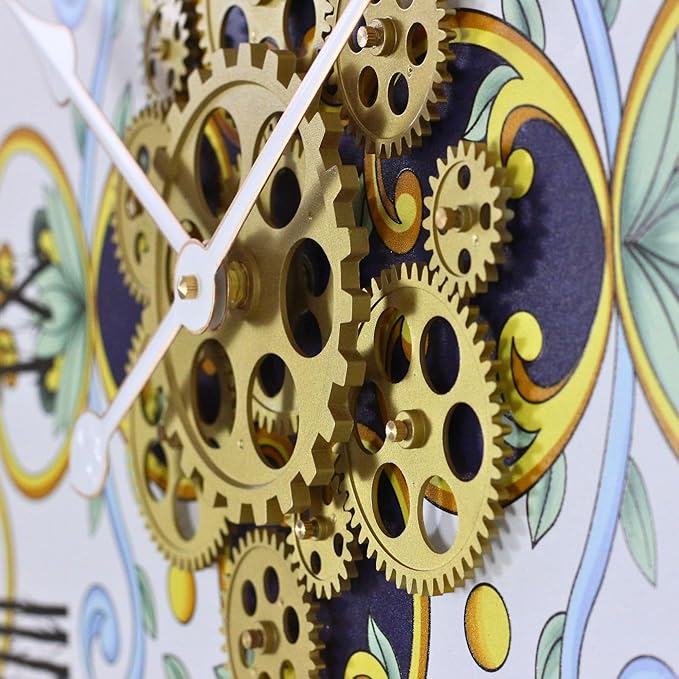 The Gears Clock Wall Clock Italy Collection with Moving Gears (Atrani, 24 inches (60 cm))-Ruum Studio Home