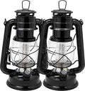 YAKii LED Vintage Lantern Metal Hanging Hurricane 12 LED Dimmer Switch Cold White Battery Operated Power Outage Indoor Camping Lighting Outdoor Brooklyn (Black 2 Pack)-Ruum Studio Home