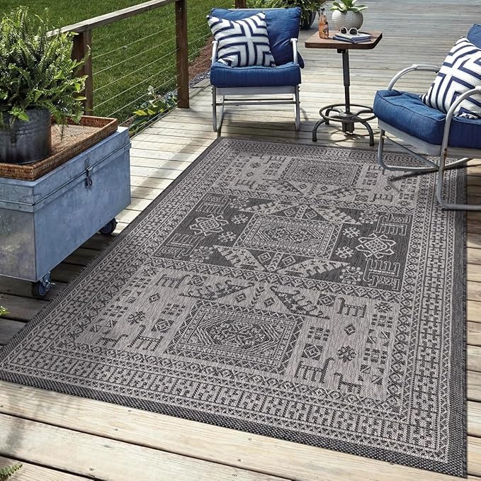 Keen Home Design Terrace Outdoor Area Rug - 5x8 Washable Indoor/Outdoor Rug for Patio, Kitchen, Balcony, Beach, Garden, Deck and Porch, Size: 5'3"x7'7"-Ruum Studio Home
