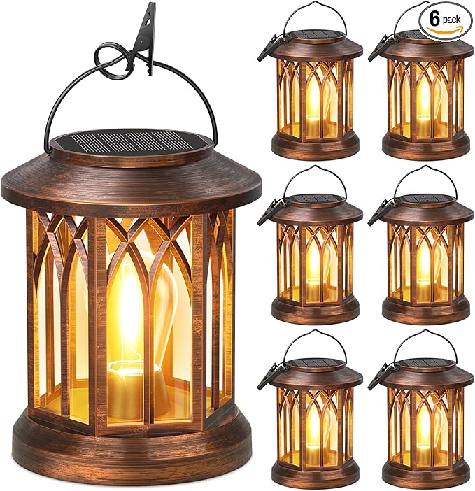 WdtPro Solar Lanterns Outdoor Hanging 6 Pack, Upgraded Bright Lantern Lights Outdoor Waterproof, Solar Powered Lantern Over 12Hrs Solar Lights for Outside Garden Yard Patio Decor (Copper)-Ruum Studio Home