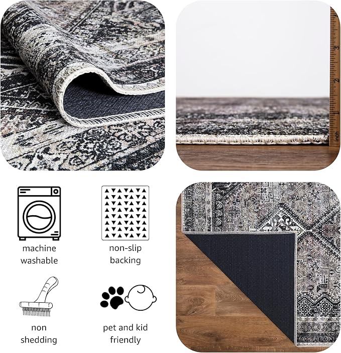 Keen Home Design 8x10 Rug - Machine Washable Area Rug with Non-Slip Backing, Ideal for Living Room, Dining Room, Bedroom - Vintage, Easy Clean, Durable, Low Pile Rug - (8' x 10')-Ruum Studio Home