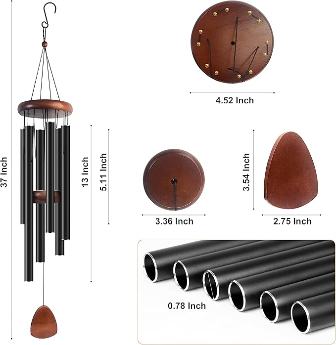 Wind Chimes for Outside, 37.5 inch Large Metal Wind Chimes Outdoor (2 Pack)-Ruum Studio Home