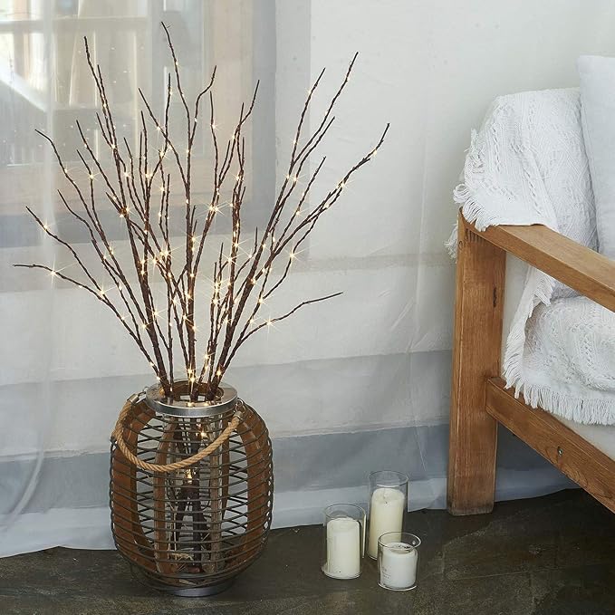 Fudios Lighted Branch Plug in with Timer Willow Branches with Fairy Lights for Vase Twig 32IN 150 LED Outdoor and Indoor Holiday Party Decor-Ruum Studio Home
