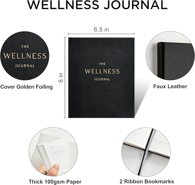 And Per Se Wellness Journal, Undated Daily Wellness Planner to Practice Positive Thinking, Mindfulness & Reflection, 91 Days Self-Care Journal For Women & Men (Black)-Ruum Studio Home
