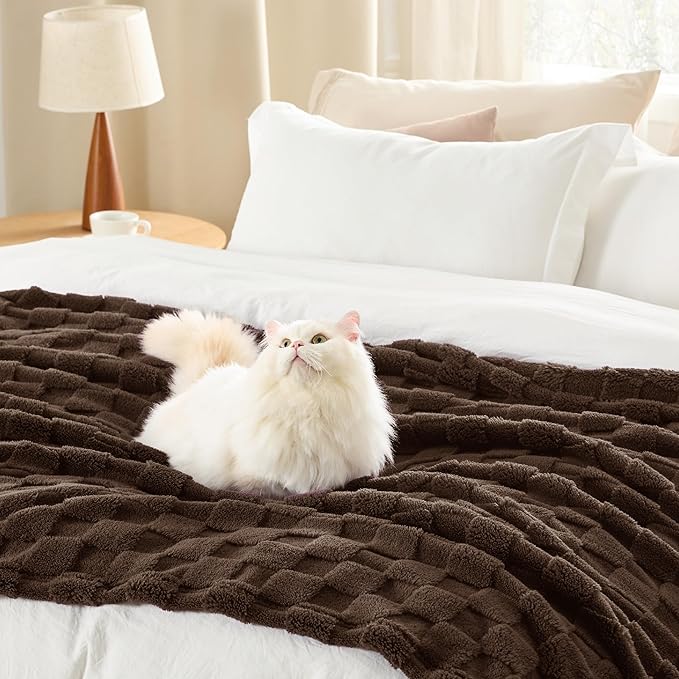 Bedsure GentleSoft Blankets Queen Size for Bed - Super Soft Cozy Blanket for Women Men Girls, Large Fuzzy Fleece Throw for Bedroom Decor, Dark Brown, 90x90 Inches-Ruum Studio Home
