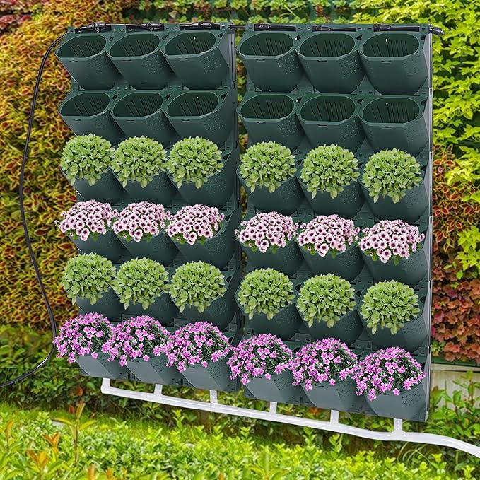 Vertical Wall Planter, Self-Watering Vertical Garden Planter Set with 36 Pots, Stackable Planters Grow Pots with Electronic Timer for Growing Veggies, Fruits, Herbs, Flowers.-Ruum Studio Home