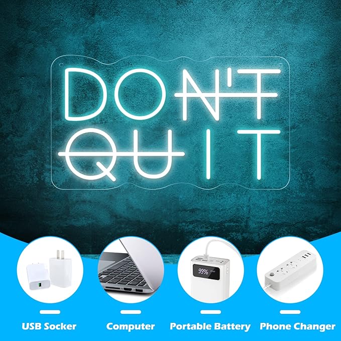 Don't Quit LED Neon Sign for Wall Decor, DO IT Neon Lights Party Decorations, USB Powered Switch LED Neon Lights Adjustable for Office, Gym, Man Cave, Gamer Room Decor-Ruum Studio Home