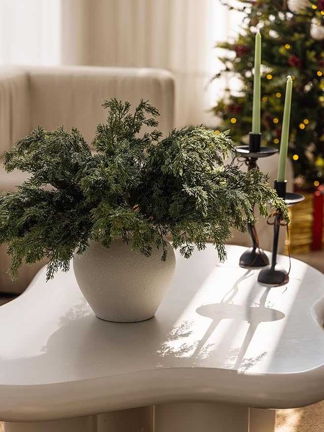 MISSPIN 12 Pcs 21.5 Inches Christmas Cedar Branches, Cedar Artificial Christmas Branches DIY Crafts Faux for Xmas Indoor Outdoor Home Decor-Ruum Studio Home