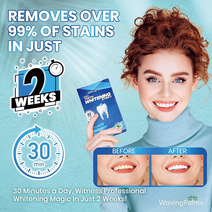 Professional Whitening Strips for Sensitive Teeth:Hydrogen Peroxide-Free Treatments - Effective & Gentle Dental Whitener (42 Count (Pack of 1), Mint)-Ruum Studio Home