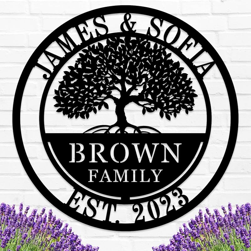 Custom Tree of Life with Roots Family Name Sign, Personalized Metal Sign-Ruum Studio Home