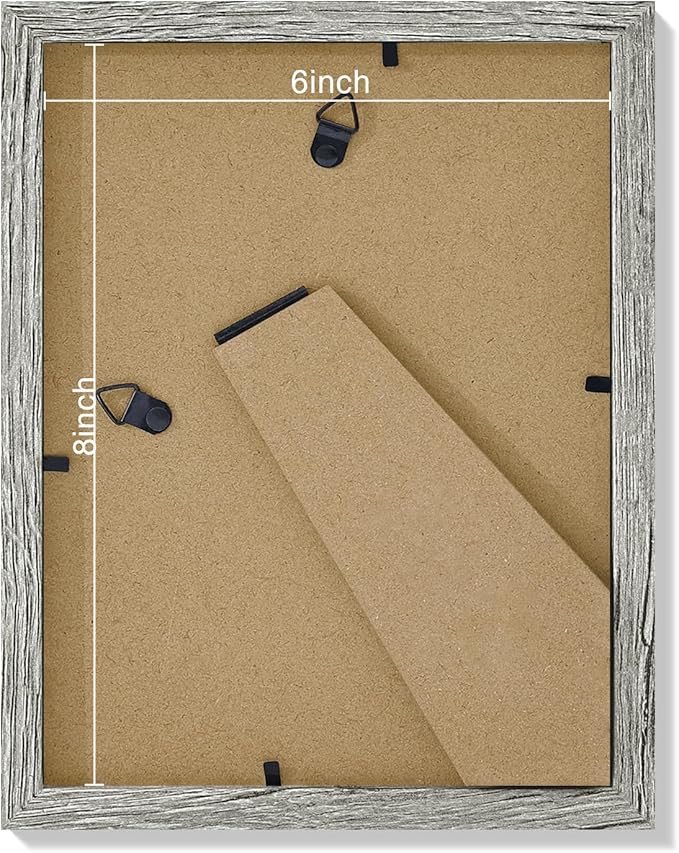 Vittanly 6x8 Picture Frames Set of 9, Shatter Resistant Plexiglass, Display 4x6 Pictures with Mat or 6x8 without Mat, Photo Frames for Wall or Tabletop, Engineered Wood, Grey-Ruum Studio Home