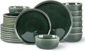 GBHOME Ceramic Dinnerware Sets for 8, 24 Pieces Stoneware Plates and Bowls Sets, Reactive Glaze Dishes -Scratch Resistant, Dishwasher&Microwave Safe, Earth Green-Ruum Studio Home