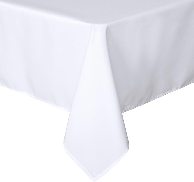 sancua Square Tablecloth - 60 x 60 Inch - Water Resistant Spill Proof Washable Polyester Table Cloth, Decorative Fabric Table Cover for Dining Tables, Buffet Parties and Camping, White-Ruum Studio Home