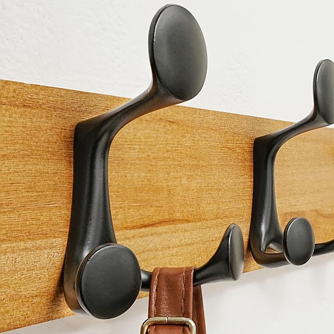 SKOLOO 43-Inch Light Brown Wood Coat Rack Wall Mount with 8 Triple Hooks - Ideal for Family Entrances, Classrooms, and Pet Supplies Storage - Perfect Coat Hooks for Wall-Ruum Studio Home