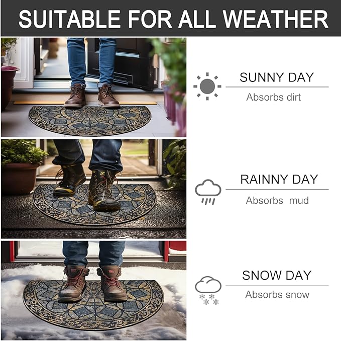 CHICHIC Entrance Door Mat Large 24 x 36 Inch Entry Way Doormat Front Door Rugs Outdoors Heavy Duty Welcome Mat Non Slip Rubber Back Low Profile for Garage, Patio, High Traffic Area, Grey-Ruum Studio Home