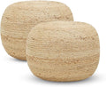 REDEARTH · Jute Circular Pouf Ottoman - Braided Pouffe Accent Sitting Round Footrest for Living Room, Bedroom, Nursery, kidsroom, Patio, Gym; 100% Jute Set of 2 (19.5"x19.5"x14"; Jute Natural)-Ruum Studio Home
