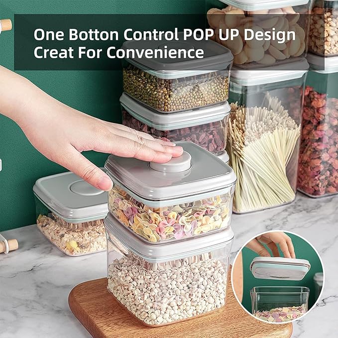 Pop Containers with Lids - Stackable Airtight Food Storage, Kitchen Pantry Storage Containers for Snacks Candy Salt Herbs Spices BPA-Free (8PCS (1.2 + 2.0 + 2.7 + 3.3 Qt) * 2)-Ruum Studio Home