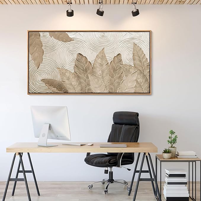 Minimalist & Modern Art for Bedroom Decor Framed Abstract Artwork for Walls Neutral & Contemporary Beige Wall art - Artwork for Living Room and Boho Style Large Abstract Wall Art 24×48IN-Ruum Studio Home