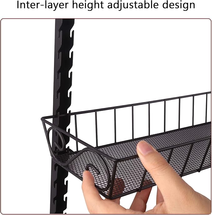 SWOMMOLY Adjustable Wall Mount Spice Rack, 3-Tier Dual-use (Multi-use) Organizer, Black-Ruum Studio Home